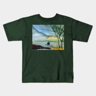 River Landscape in Watercolors Kids T-Shirt